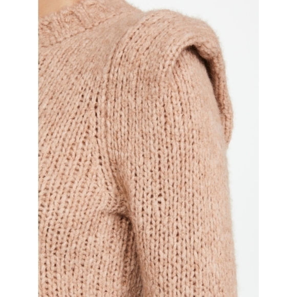 Naadam Structured Shoulder Chunky Knit  Sweater in Camel XL Wool Cashmere - Picture 3 of 9